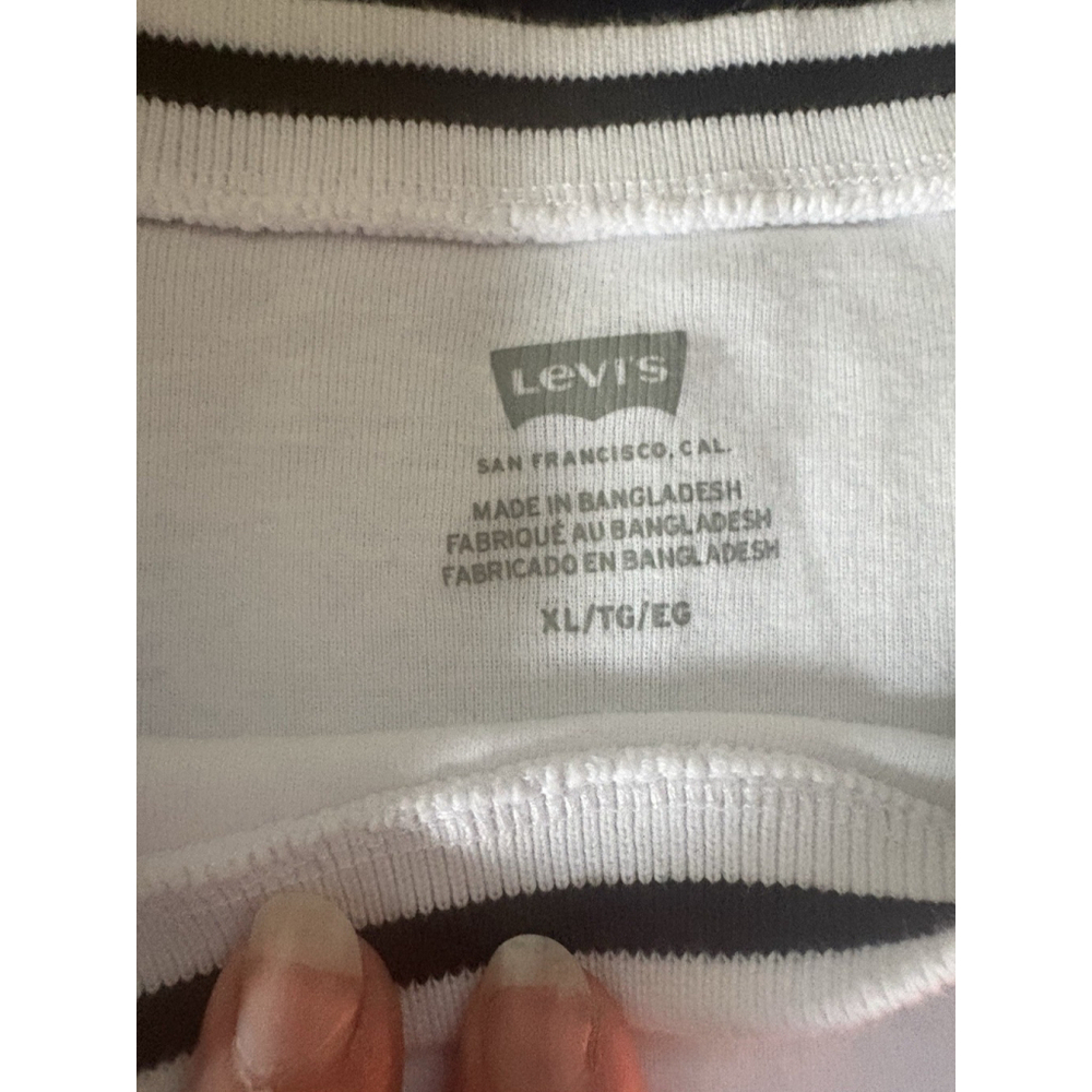 Levi's XL Slim Fit Ringer T-Shirt White Raglan Short Sleeve Retro Oracle Ringer - Picture 7 of 9